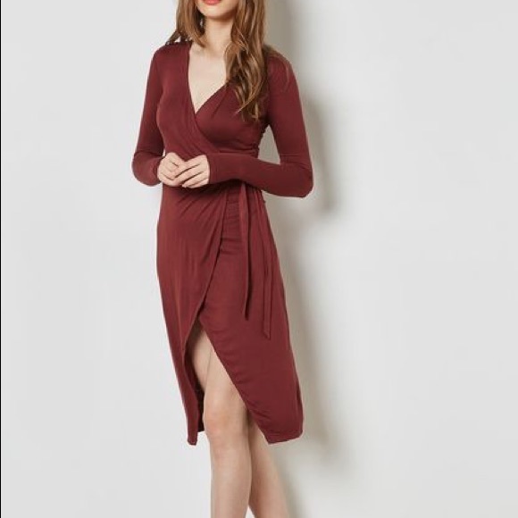 maroon wrap dress
